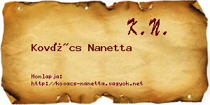 Kovács Nanetta névjegykártya